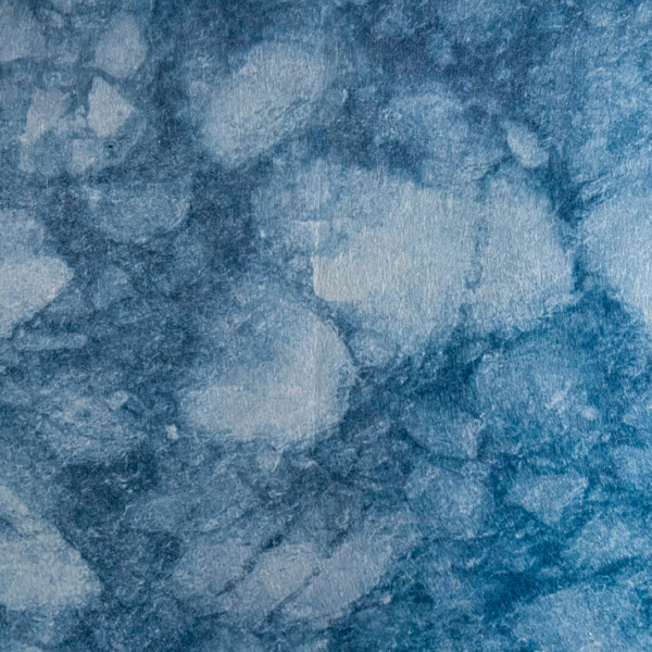 Blue photograph/cyanotype of old sea ice and pancake ice in the Arctic