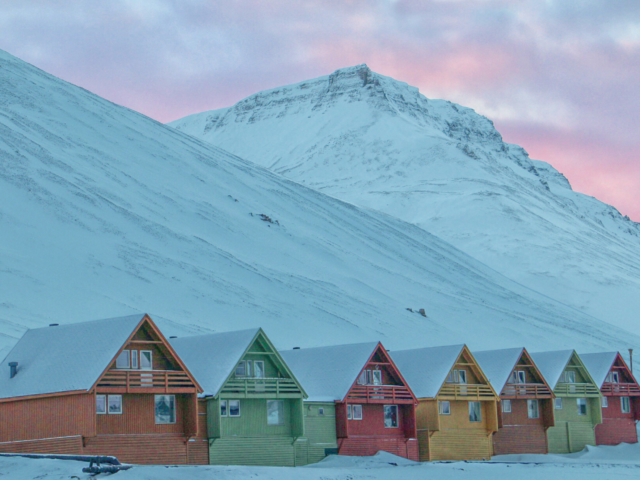 Seven Sisters of Svalbard svalbard, longyearbyen, colored houses, high arctic