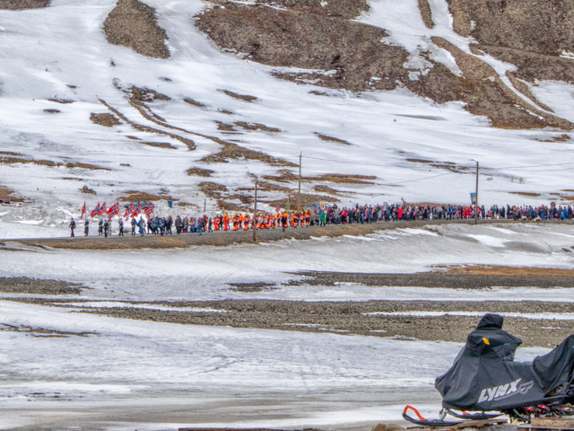 Syttende Mai Parade Syttende Mai prade in the high arctic town of Longyearbyen where Norway holds sovreignty