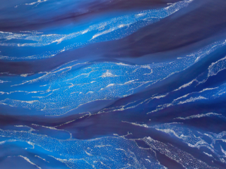Drift Ice North of Norway Painting of delicate frills of sea ice being pulled on the ocean currents