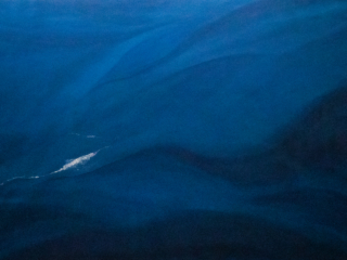 In the beginning Painting of blue ocean currents with the first beginnings of sea ice forming