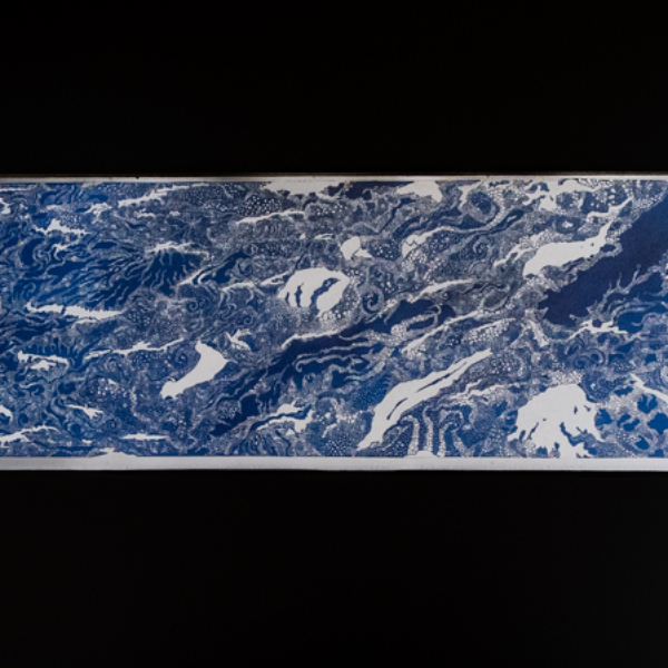 10 meter painting of drift ice swirling along ocean currents eventually forming pack ice