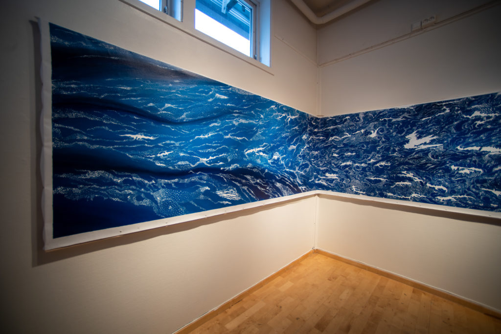 large blue painting of drift ice