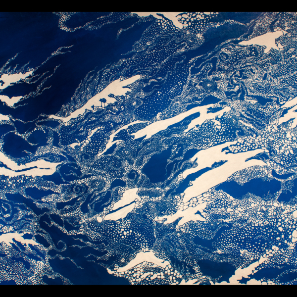 The painted drift ice beccomes thicker, and swirling much tighter as it approacher land