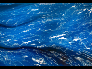 Section one of Loss and Change Painting of section one of Loss and change showing cave animals within the drift ice