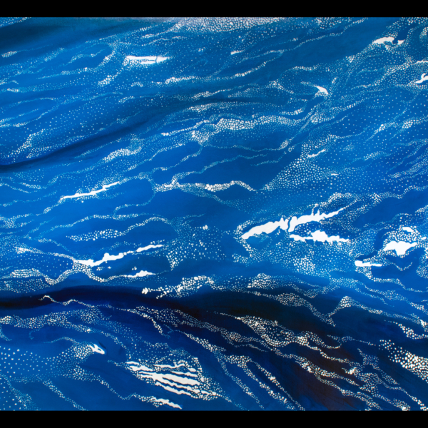 Painting of section one of Loss and change showing cave animals within the drift ice