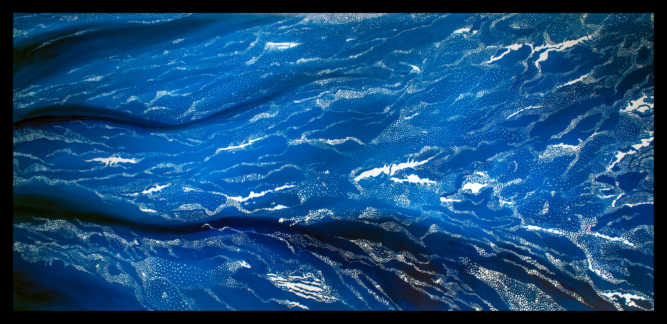 blue painting of sea ice